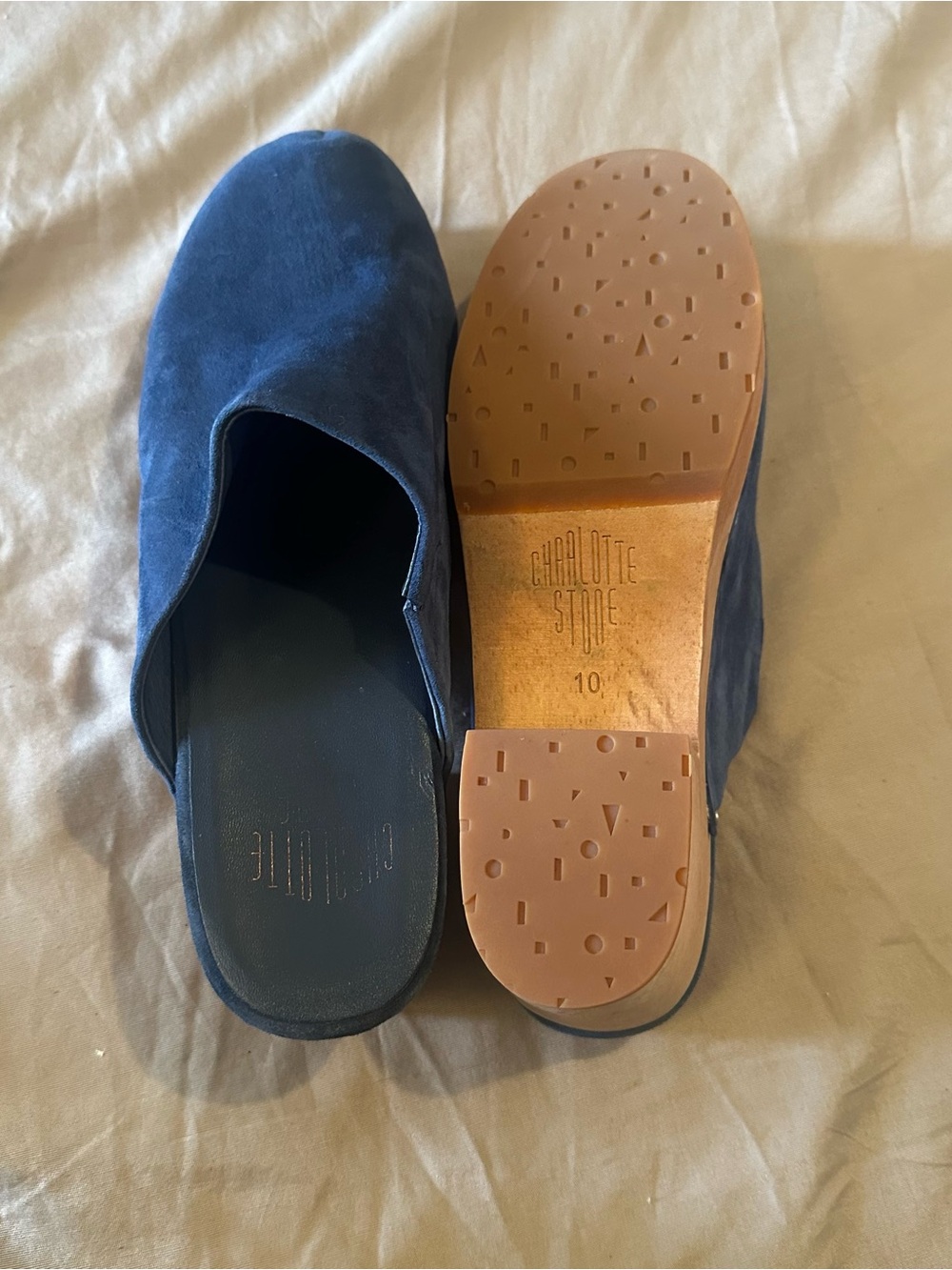 Charlotte Stone Martino Vibrant Blue Leather Suede Low Clogs Size US 10.5, EU 41 - Picture 7 of 8